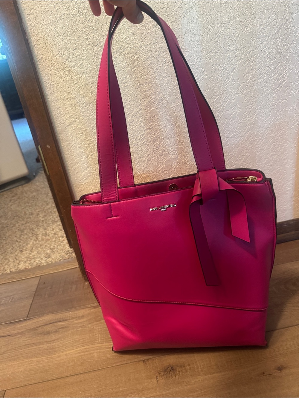Karl Lagerfeld Hot Pink Ribbon-Accent Tote